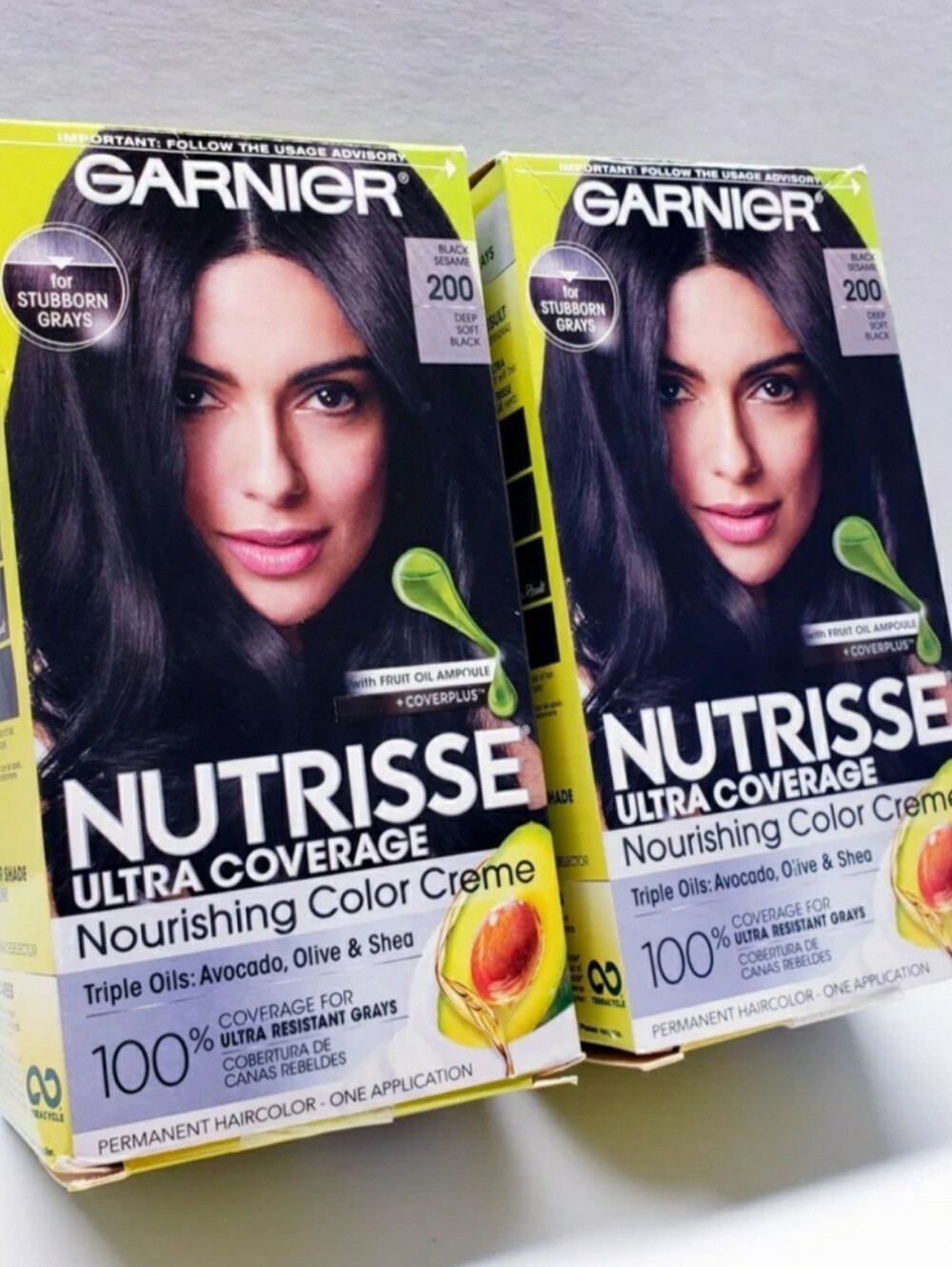 Garnier Nutrisse Ultra Coverage Nourishing Hair Color, 200 Deep Soft Black(2pcs)